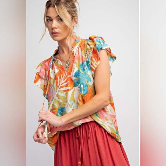 easel Tops - Easel Multicolor Floral Blouse